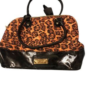Betsey Johnson Leopard Print Bowler Bag with Bow Women's Handbag